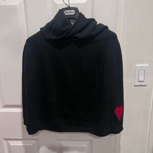 Moschino Black Scarf with Red Heart Detail